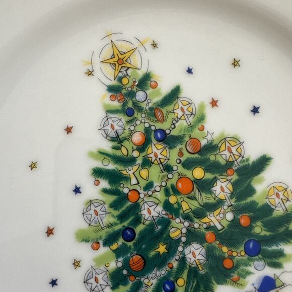 Vintage Salem Christmas Eve Christmas Tree Salad Plate Porcelain 4pc SET Holiday - Picture 10 of 10